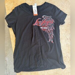 Harley Davidson black and blood orange t-shirt